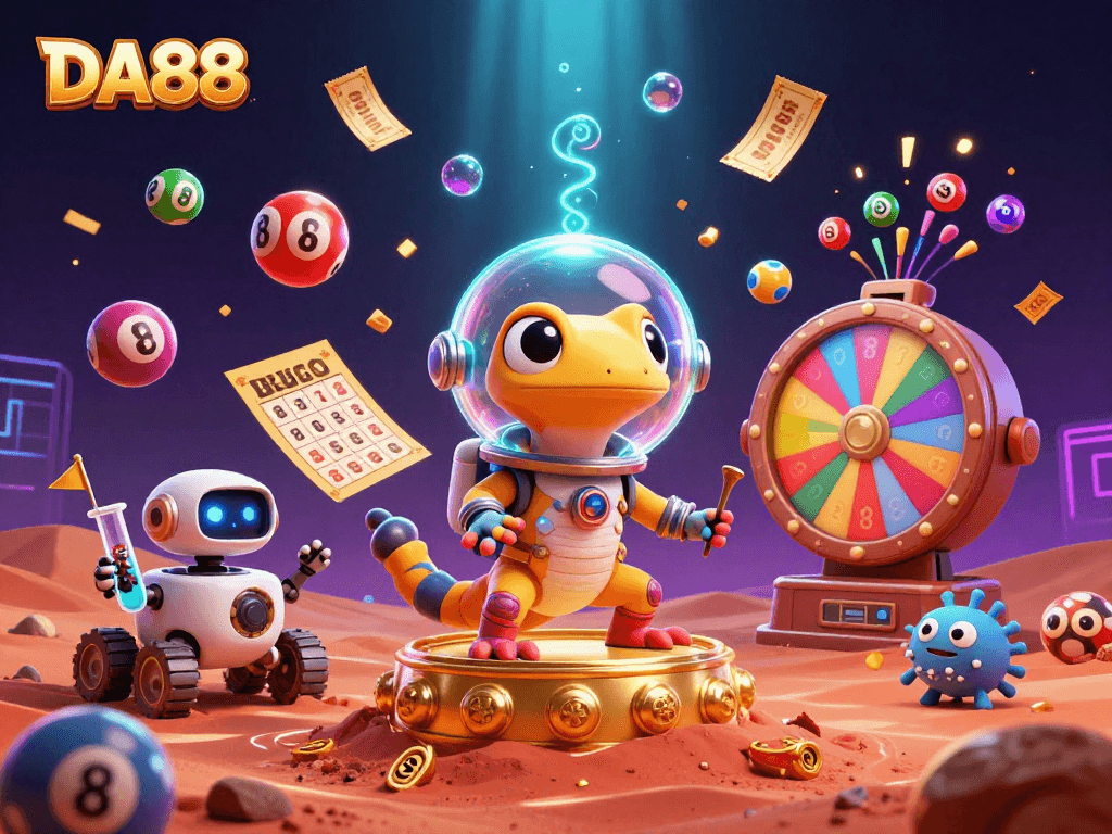 Experience the excitement of DA88 with a Martian gecko discovering a golden casino