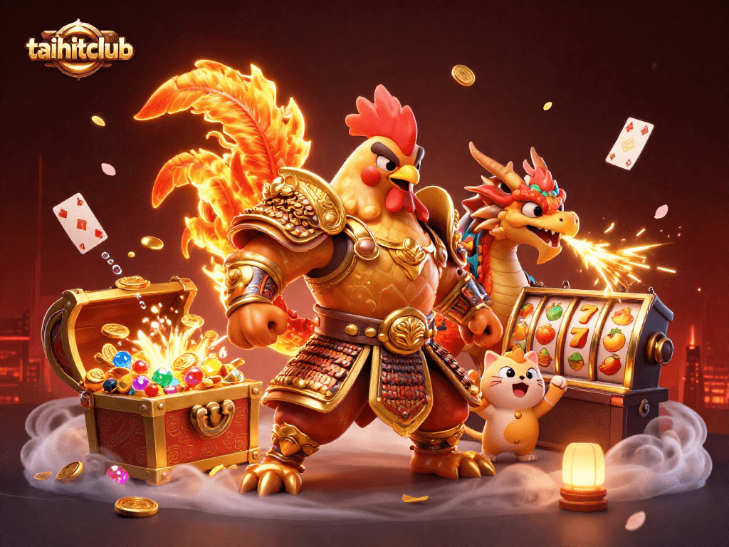 Experience the thrill of taihitclub with vibrant characters and dynamic slot elements in this stunning illustration.