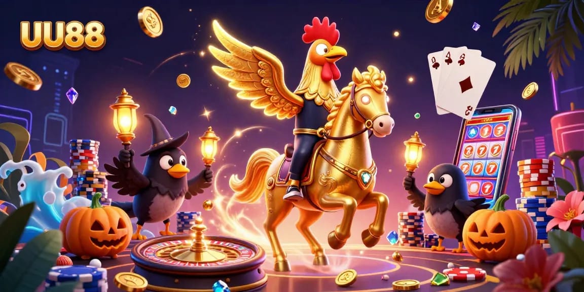 Experience thrilling winnings at UU88 with vibrant casino action featuring golden roosters and dynamic gameplay.