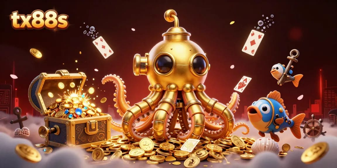 Join the excitement at tx88s with our underwater gold rush adventure featuring a kraken and treasure!