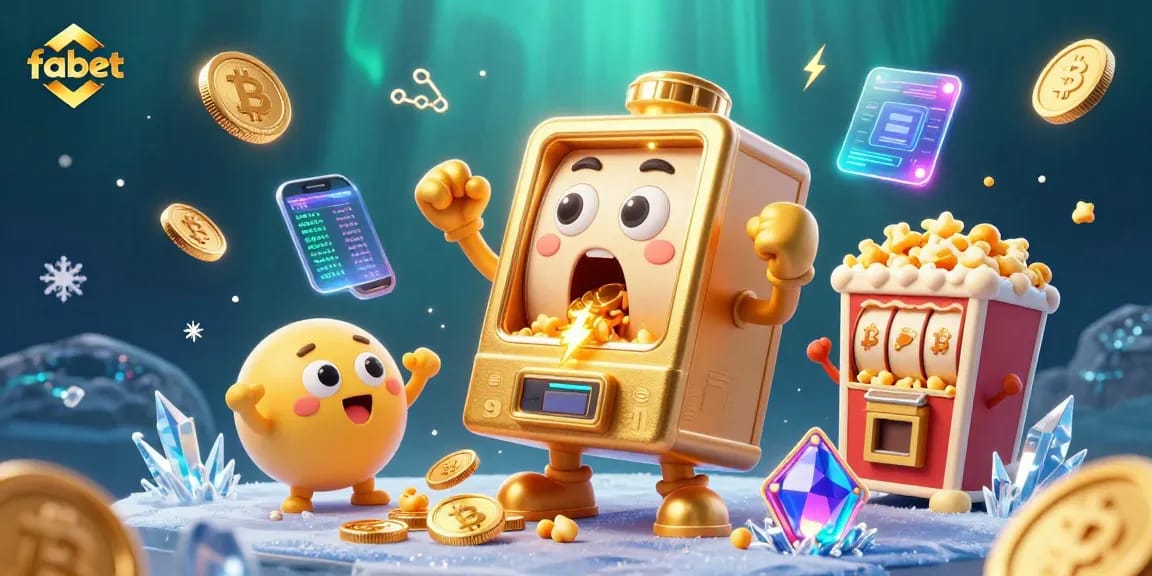 Spin the fabet jackpot with a golden slot machine overflowing with coins surrounded by vibrant gaming elements