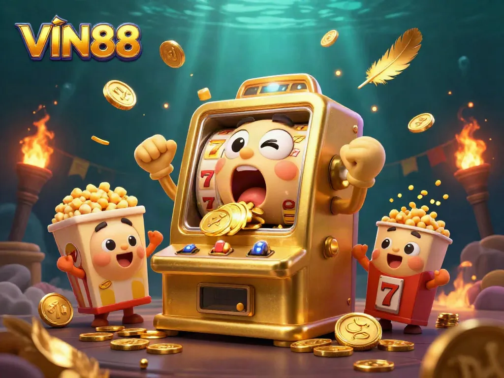 Spin the reels at VIN88 and watch coins pour as slot machines celebrate a jackpot!