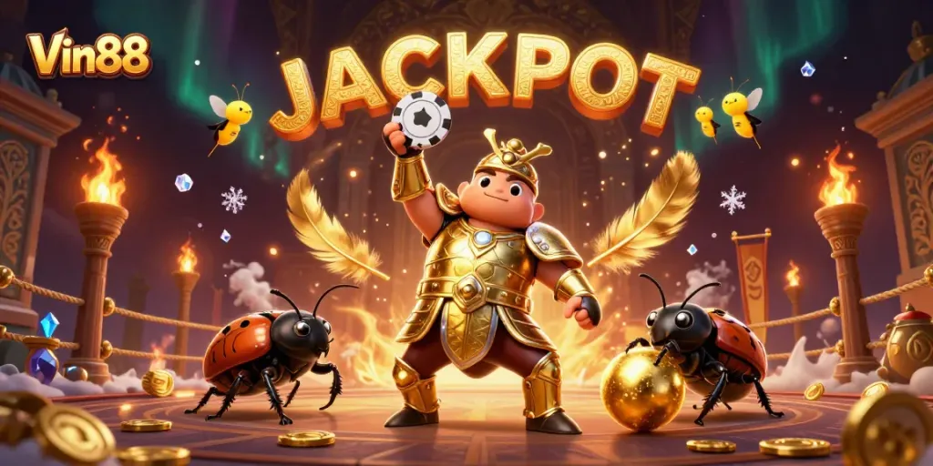 Win big at Vin88 with this dynamic 3D illustration showcasing exciting casino elements and characters.
