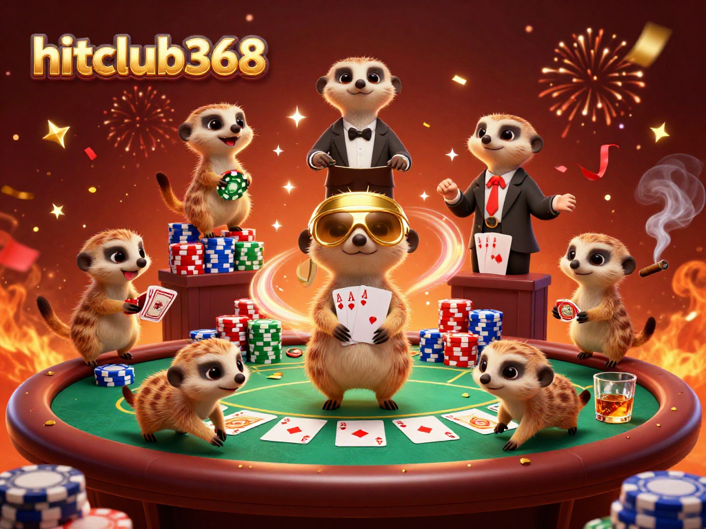 Experience high-stakes excitement at hitclub368 with meerkats running a vibrant casino.