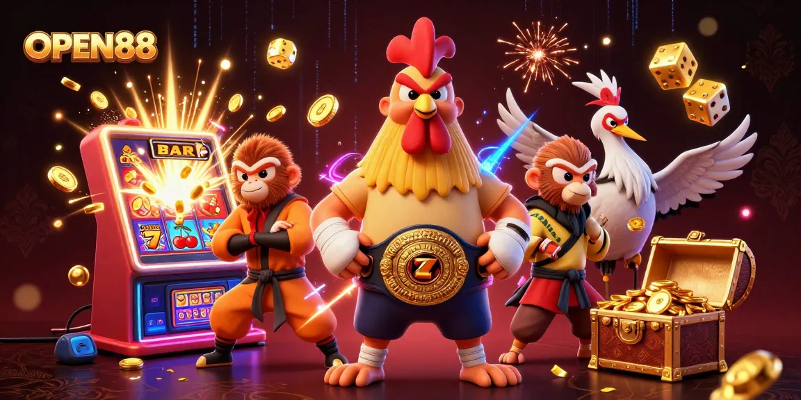 Win big with OPEN88 in a thrilling casino adventure featuring vibrant characters and exciting games.