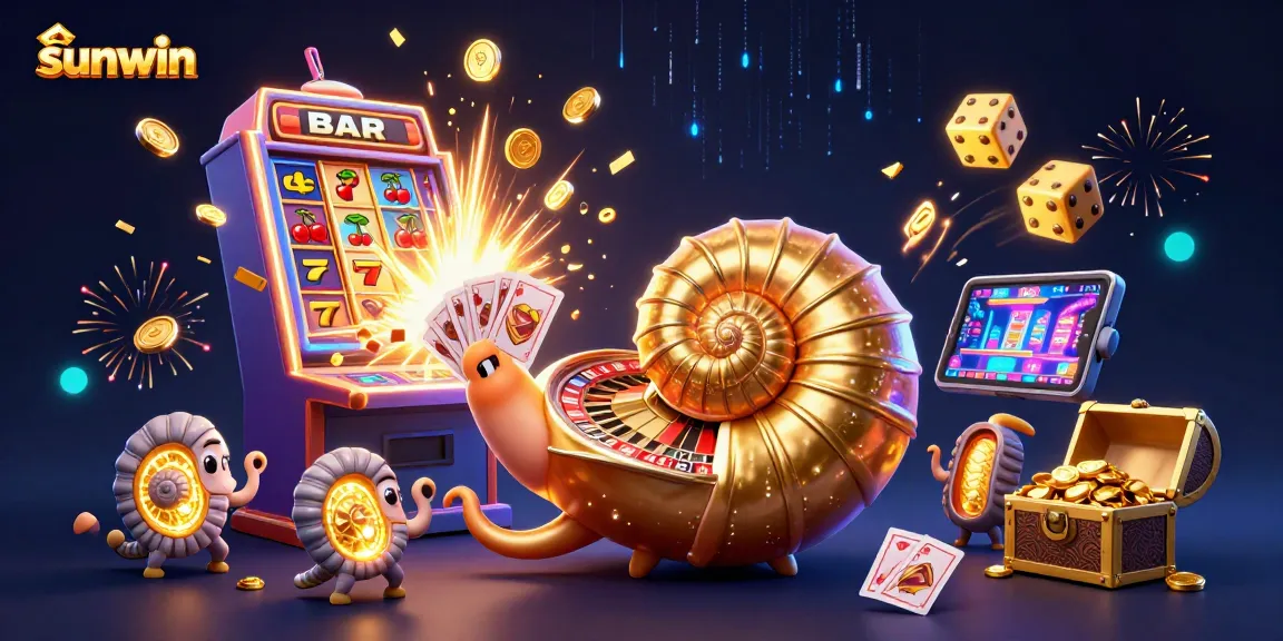 Experience the thrill of winning at Sunwin with a vibrant 3D casino scene bursting with jackpots and excitement.