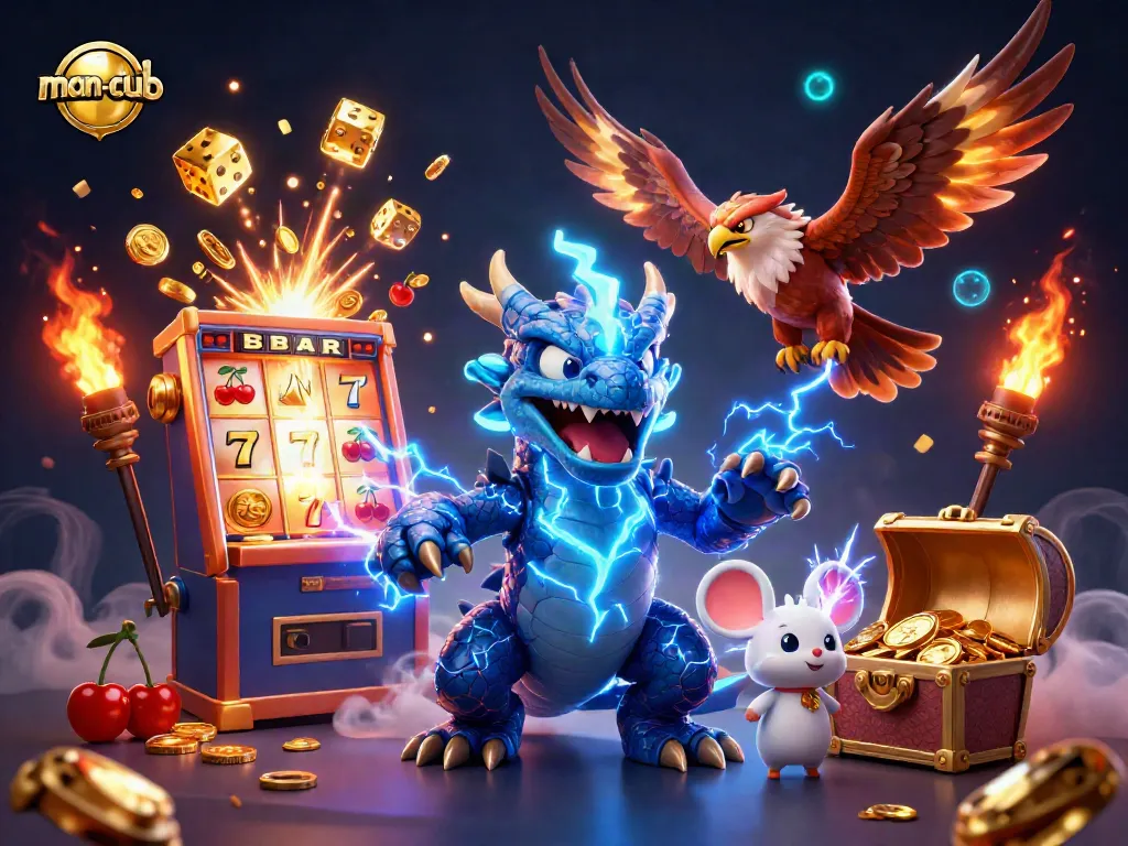 Experience thrilling wins at man-club with dynamic characters and vibrant casino elements.