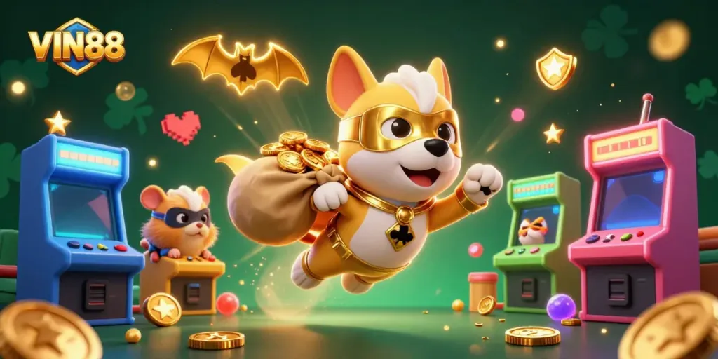 Experience thrilling casino excitement with VIN88's colorful arcade-style gaming adventure.