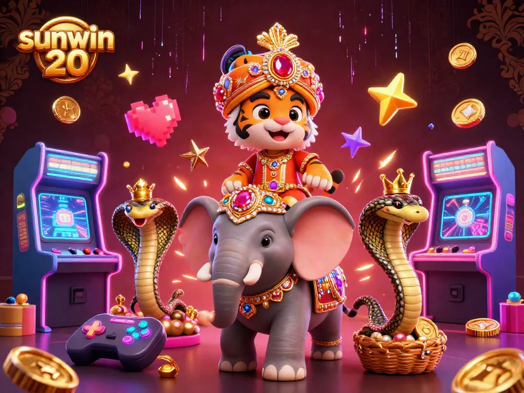 Experience the thrill of sunwin 20 with vibrant 3D casino games and characters surrounded by breathtaking elements.
