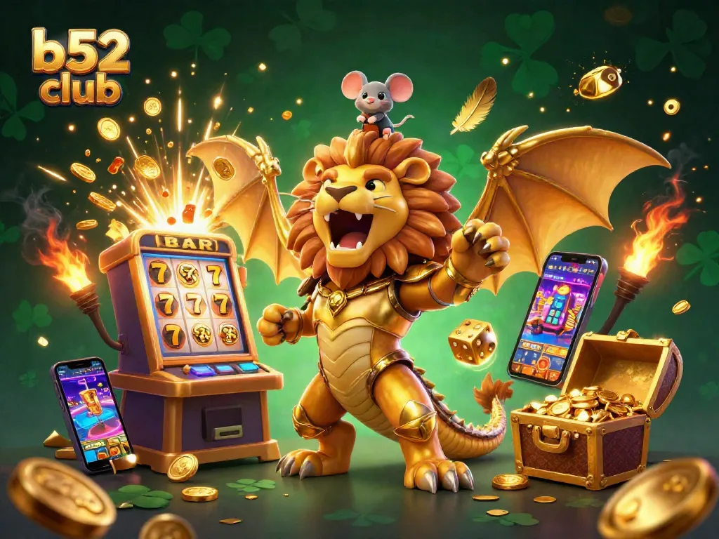 Experience thrilling games with b52 club featuring dynamic slot machines and a whimsical chimera in action.