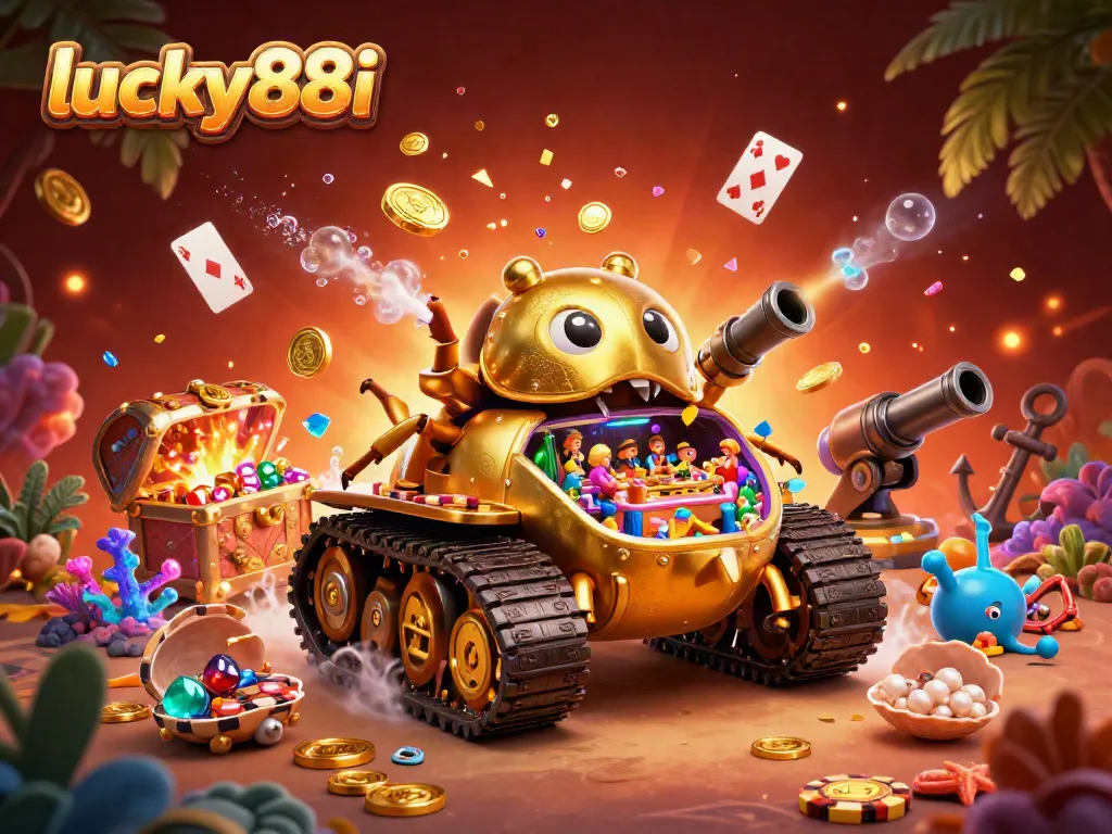 Play mini games inside the lucky88i golden beetle tank casino filled with vibrant elements.