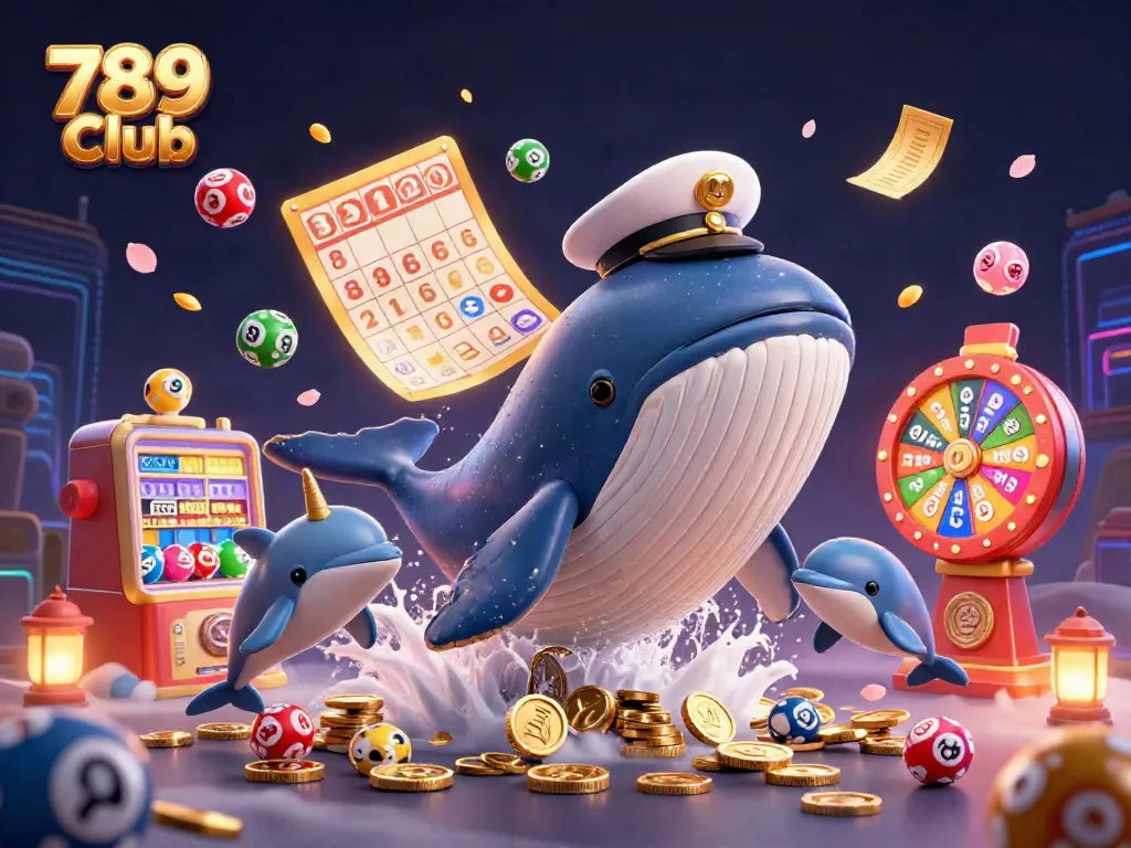 Experience thrilling moments at 789 Club with a vibrant sea of coins and playful gaming characters.