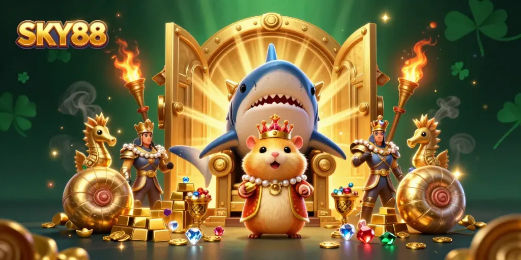 Experience thrilling gameplay at SKY88 with vibrant gaming elements and royal characters.