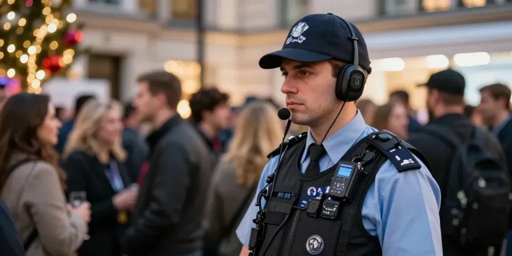 Security Guards providing professional security services at a corporate event, ensuring safety in London.
