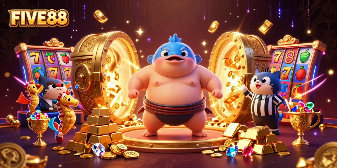 Engage with the exciting world of FIVE88 casino through vibrant characters and rich visuals.