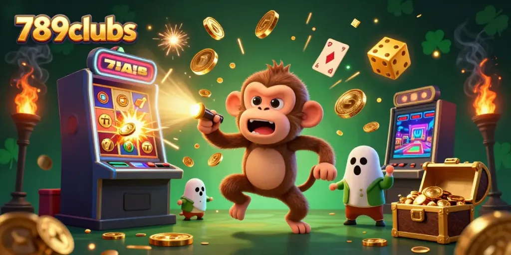 Experience thrilling gameplay at 789clubs with an exciting animated scene featuring jackpot slots and festive games.