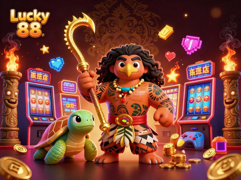 Play thrilling Lucky 88 slot games with vibrant characters and engaging casino elements.