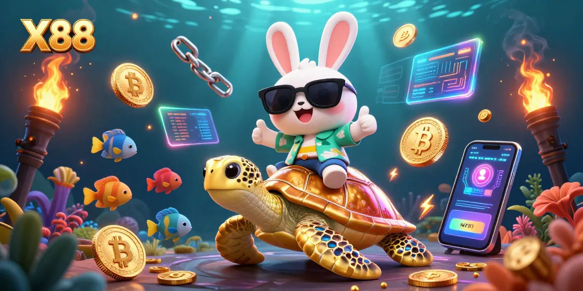 X88 players enjoy thrilling gaming moments with Bitcoin and Ethereum coins amidst a colorful underwater scene.