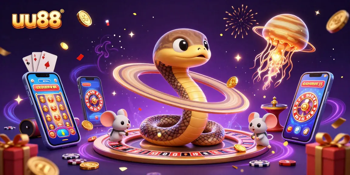 Engage in thrilling games with uu88 featuring a cosmic dealer amidst vibrant casino elements.