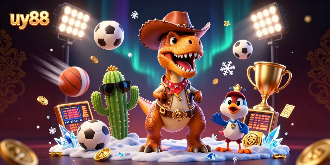 Experience thrilling gameplay at uy88 with a vibrant 3D casino scene featuring dynamic sports elements.