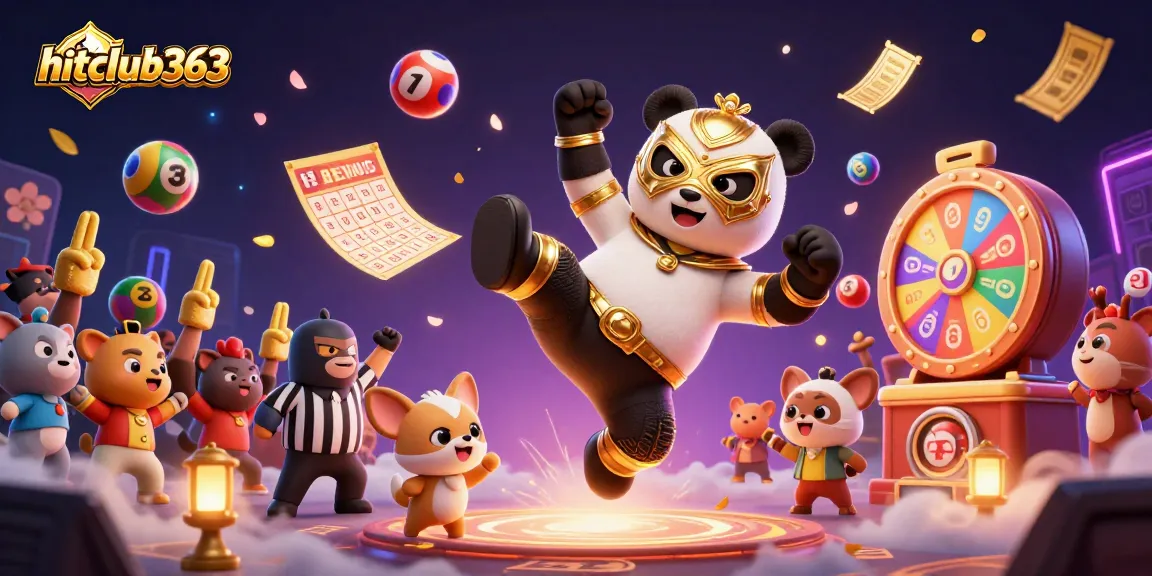 Hitclub363 showcases thrilling gaming with a vibrant, action-packed scene featuring dynamic casino elements.