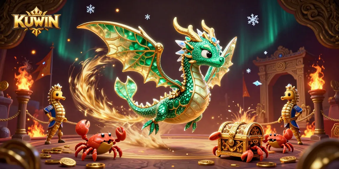 KUWIN offers a vibrant scene of a sea dragon and royal seahorse guardian amidst engaging casino elements.