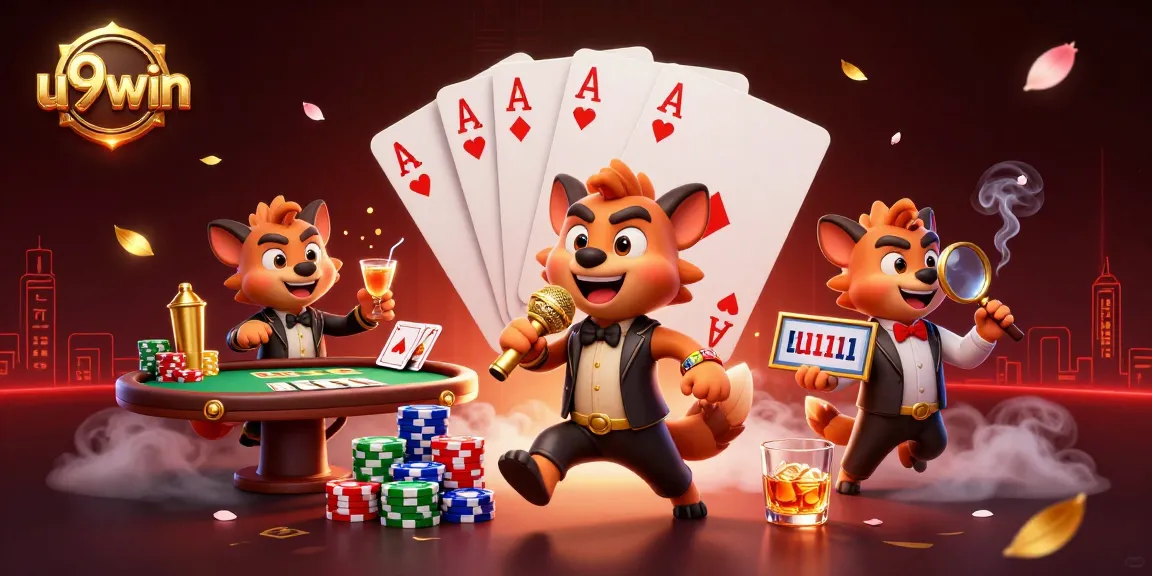 Experience thrilling moments at u9win's comedy casino featuring hyenas and poker action.