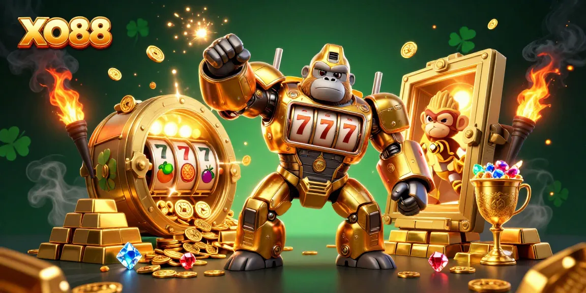 Experience the thrilling games at XO88 with dynamic action from a golden gorilla mech!