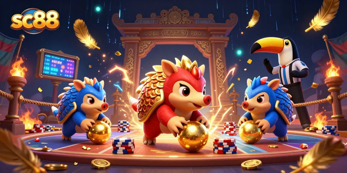 sc88 rivals clash in a dynamic casino scene featuring pangolins and poker chips