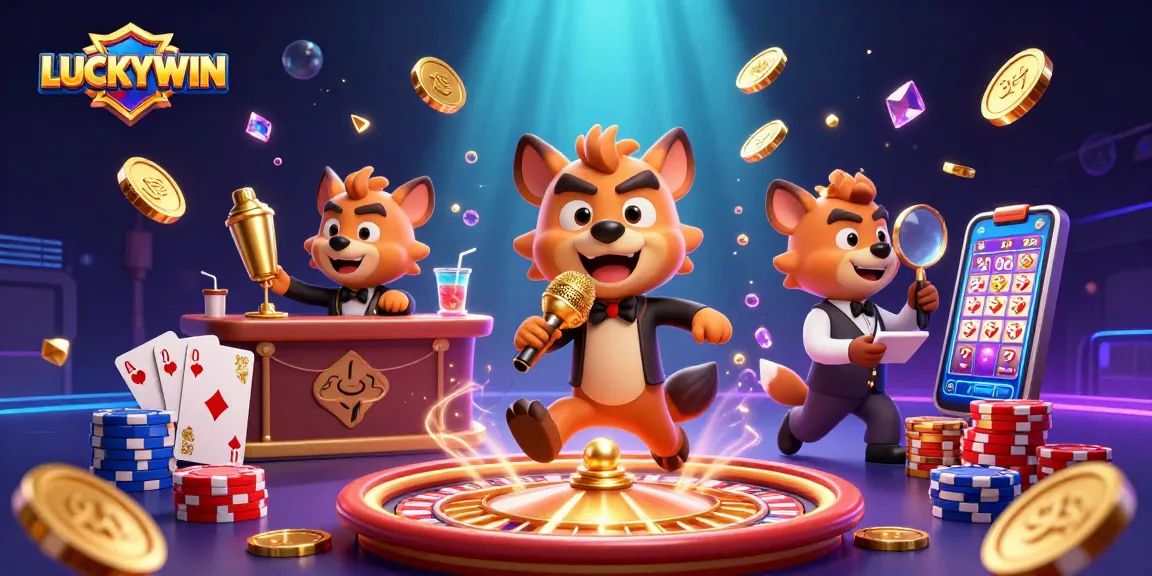 Experience the excitement of winning at LUCKYWIN casino with dynamic hyenas showcasing comedy, drinks, and security.