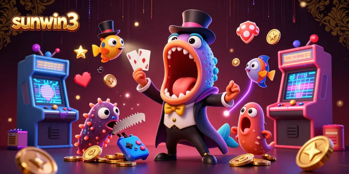 Engage in thrilling games at sunwin3 as the deep-sea gulper eel performs magic tricks in a vibrant casino.