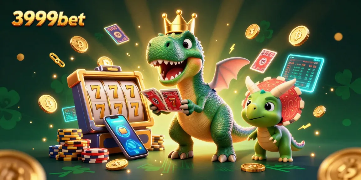 Join the fun with 3999bet's T-Rex and friends in a vibrant casino adventure!